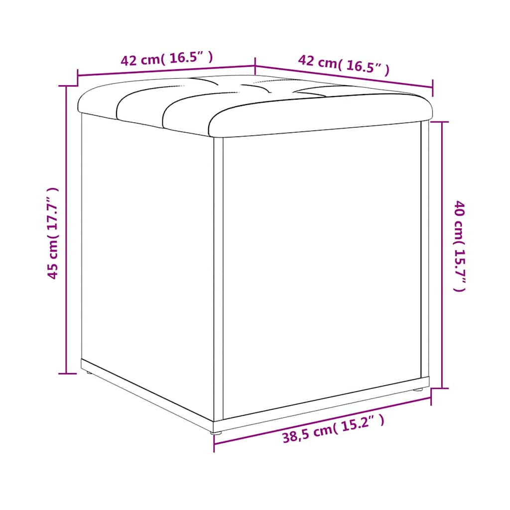 Storage Bench Sonoma Oak 42x42x45 cm Engineered Wood