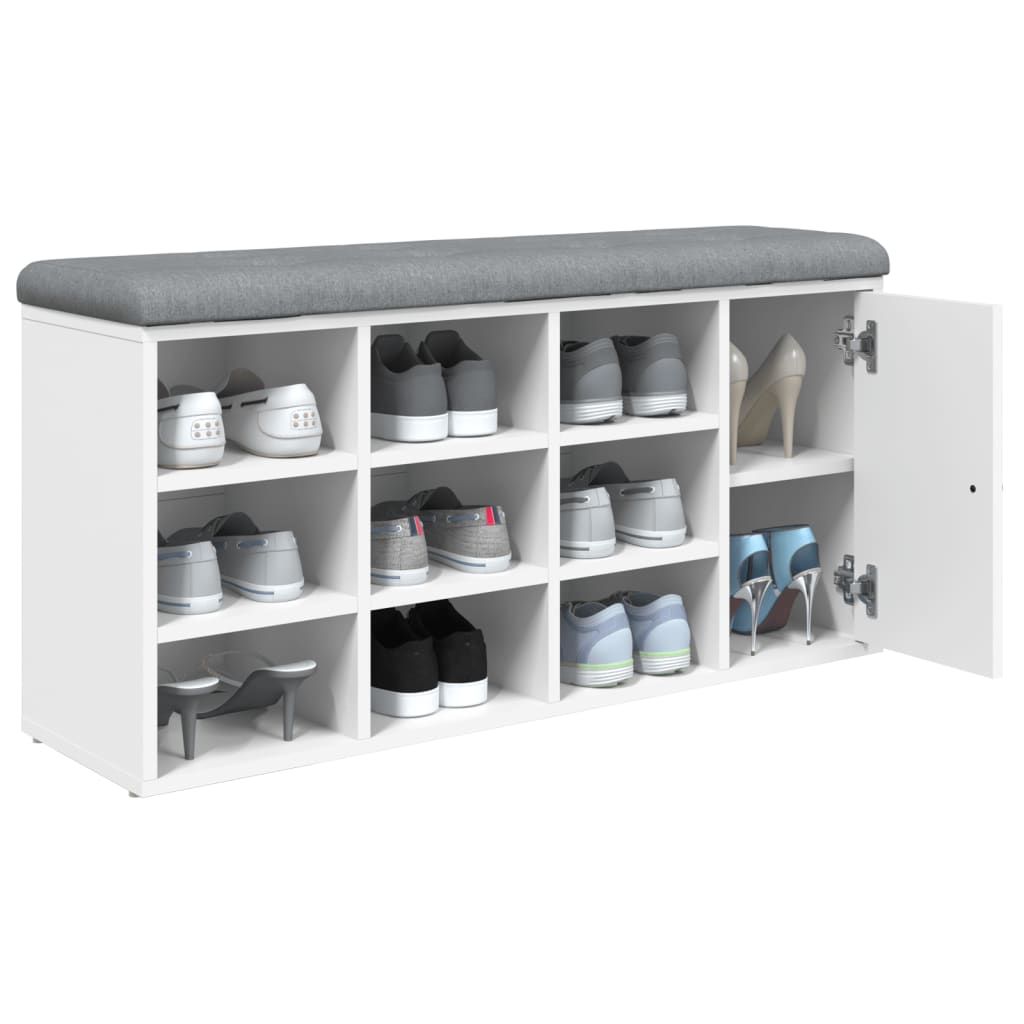 Shoe Bench White 102x32x50 cm Engineered Wood