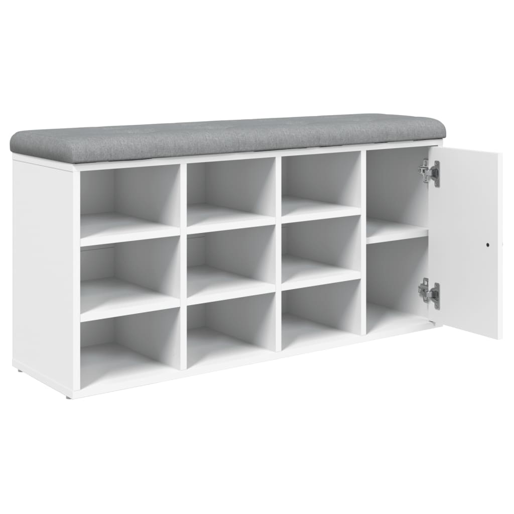 Shoe Bench White 102x32x50 cm Engineered Wood