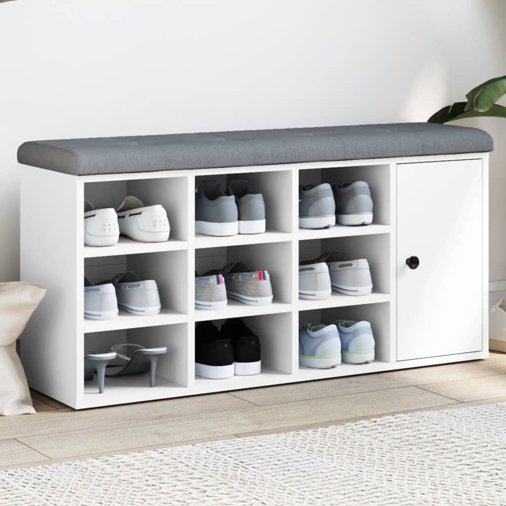 Shoe Bench White 102x32x50 cm Engineered Wood