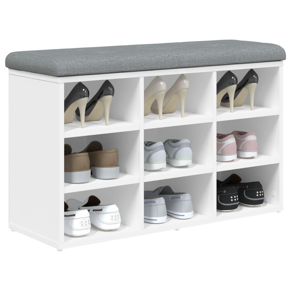 Shoe Bench White 82x32x50 cm Engineered Wood