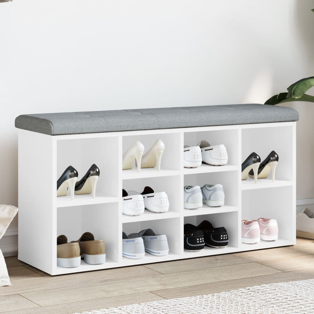 Shoe Bench White 102x32x50 cm Engineered Wood