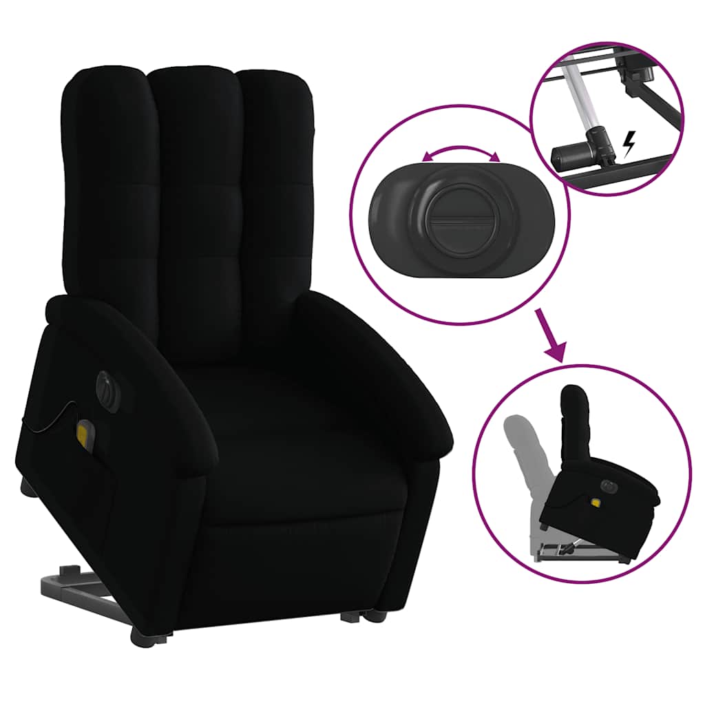 Electric Stand up Massage Recliner Chair Black Fabric