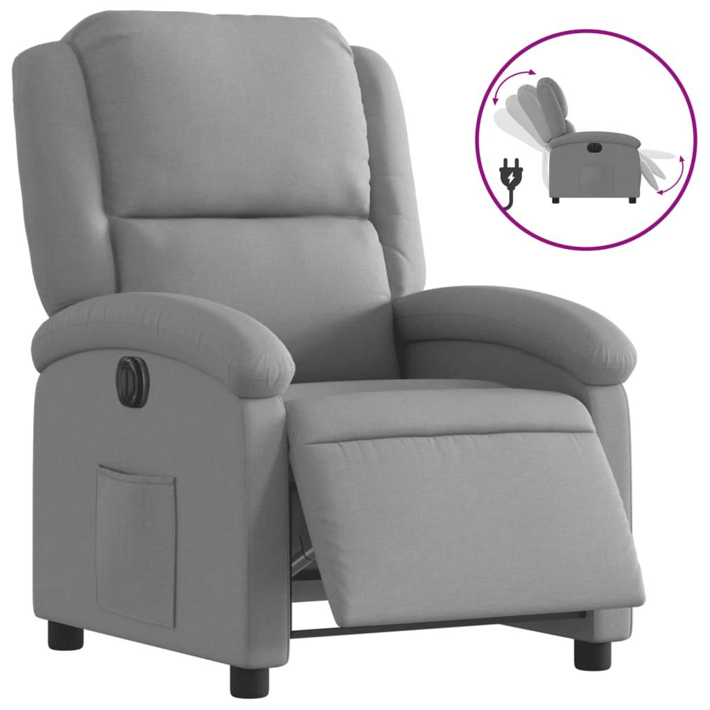 Electric Recliner Chair Light Grey Fabric
