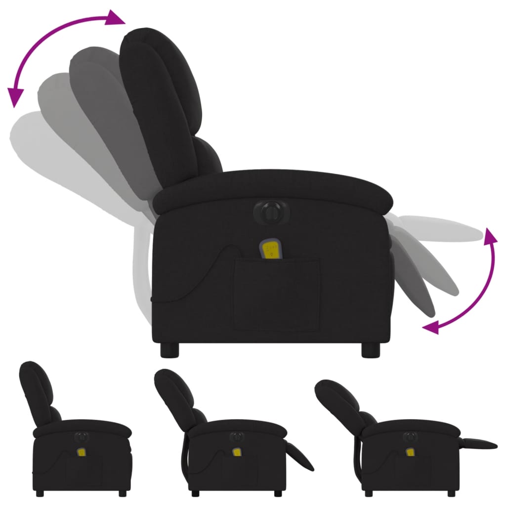 Electric Massage Recliner Chair Black Fabric