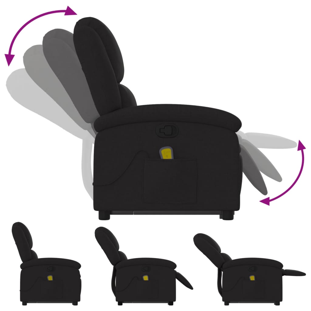 Stand up Massage Recliner Chair Black Fabric