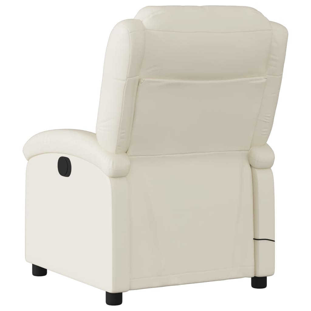 Massage Recliner Chair Cream Faux Leather