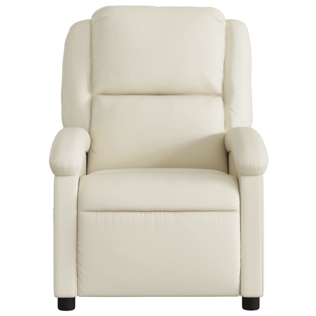 Massage Recliner Chair Cream Faux Leather