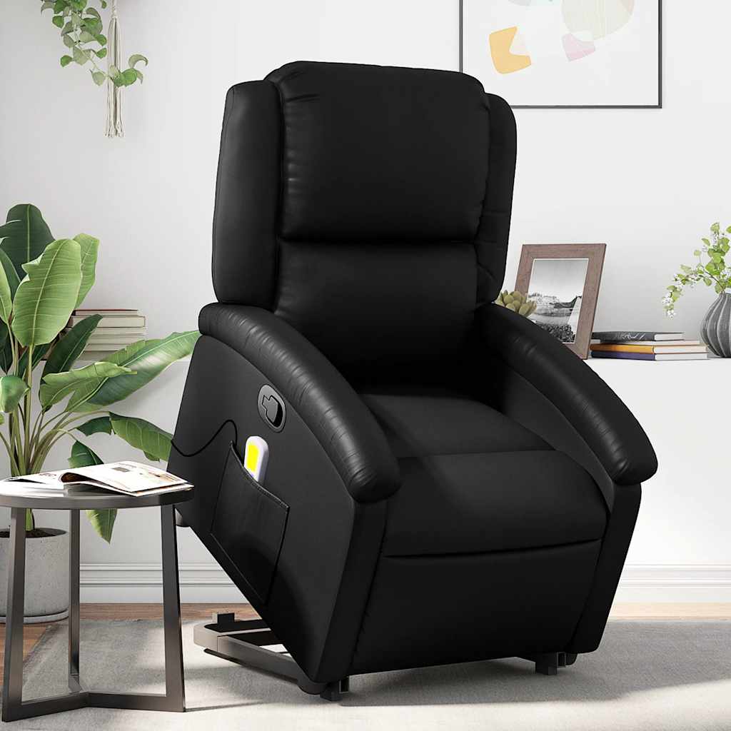 Stand up Massage Recliner Chair Black Faux Leather
