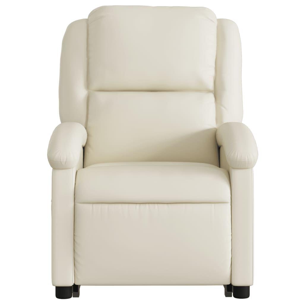 Stand up Massage Recliner Chair Cream Faux Leather