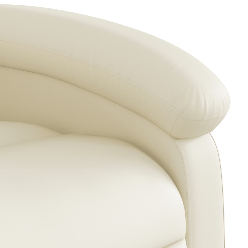 Stand up Massage Recliner Chair Cream Faux Leather