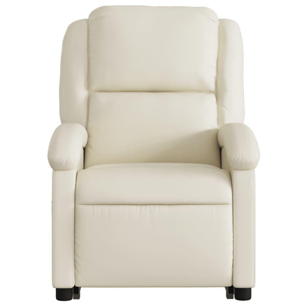 Electric Stand up Massage Recliner Chair Cream Faux Leather