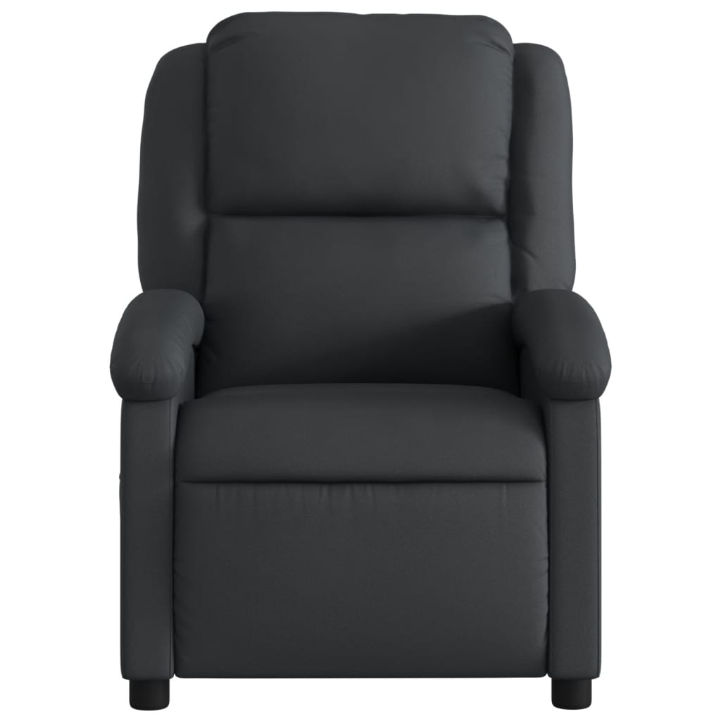 Electric Recliner Chair Black Real Leather