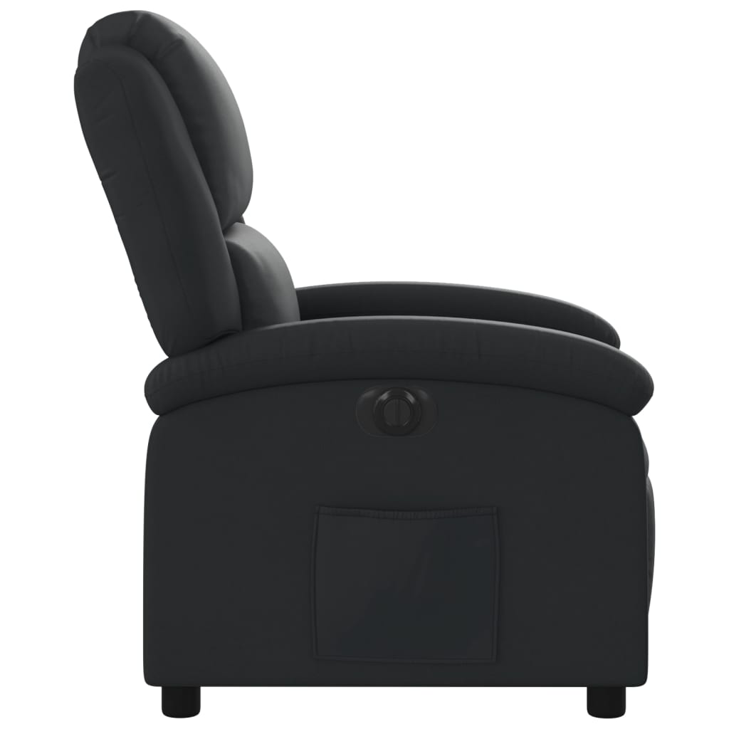 Electric Recliner Chair Black Real Leather