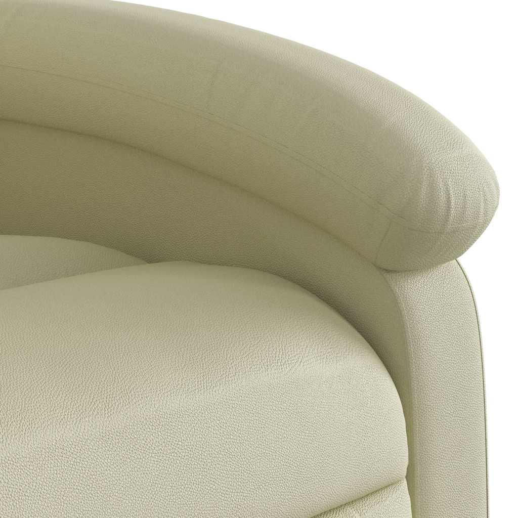 Stand up Recliner Chair Cream Real Leather
