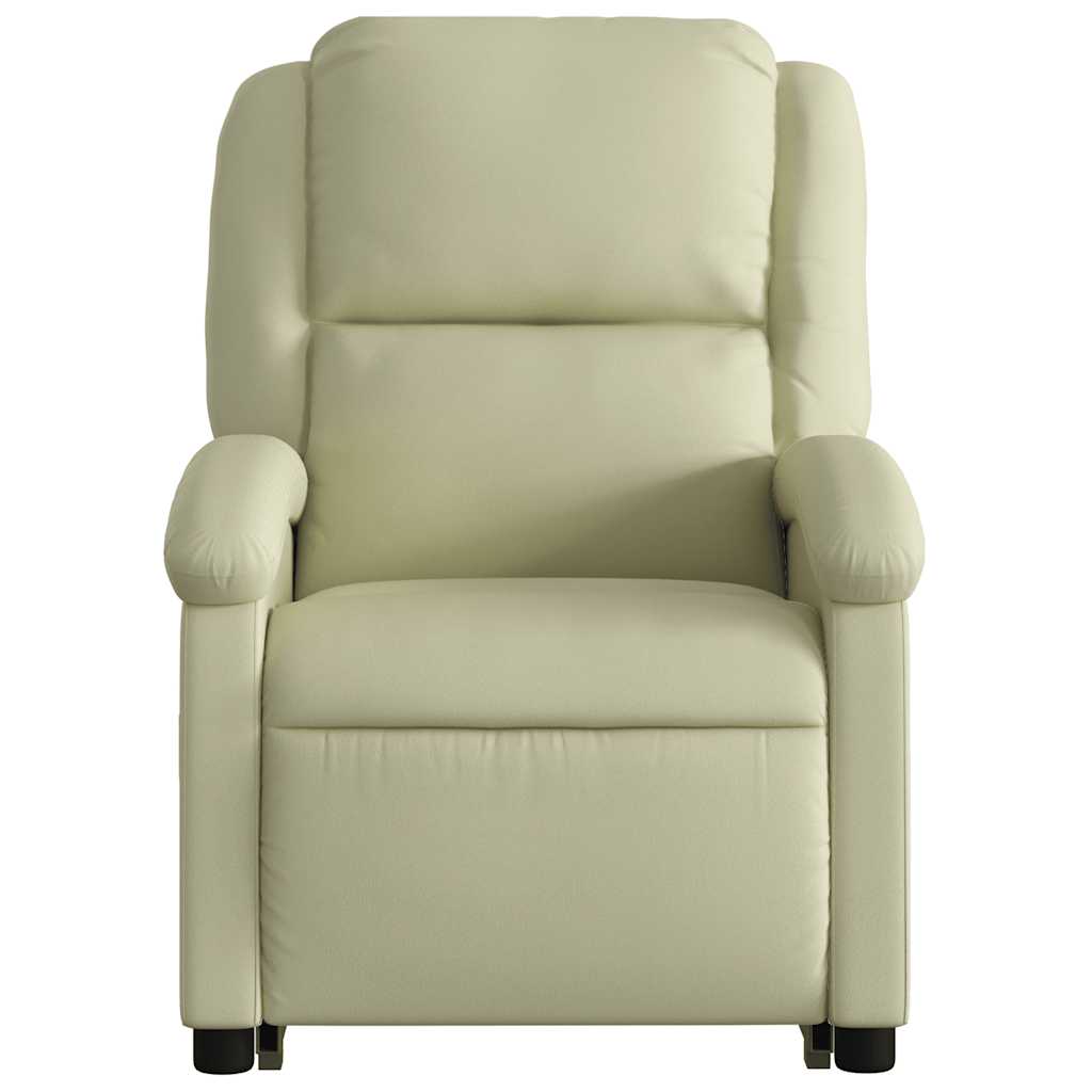 Stand up Recliner Chair Cream Real Leather
