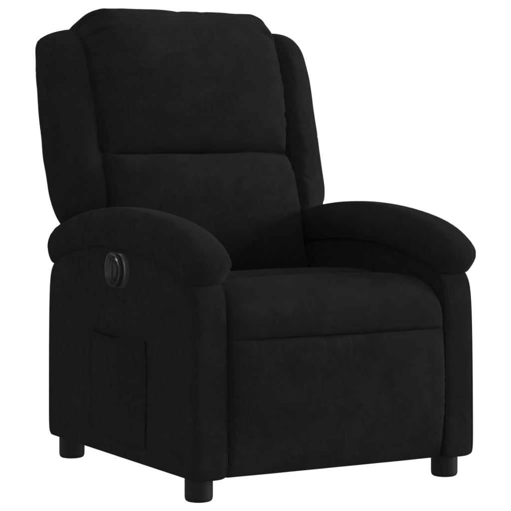 Electric Recliner Chair Black Velvet