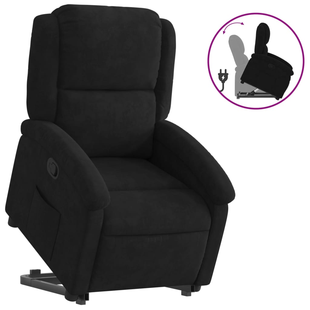 Stand up Recliner Chair Black Velvet