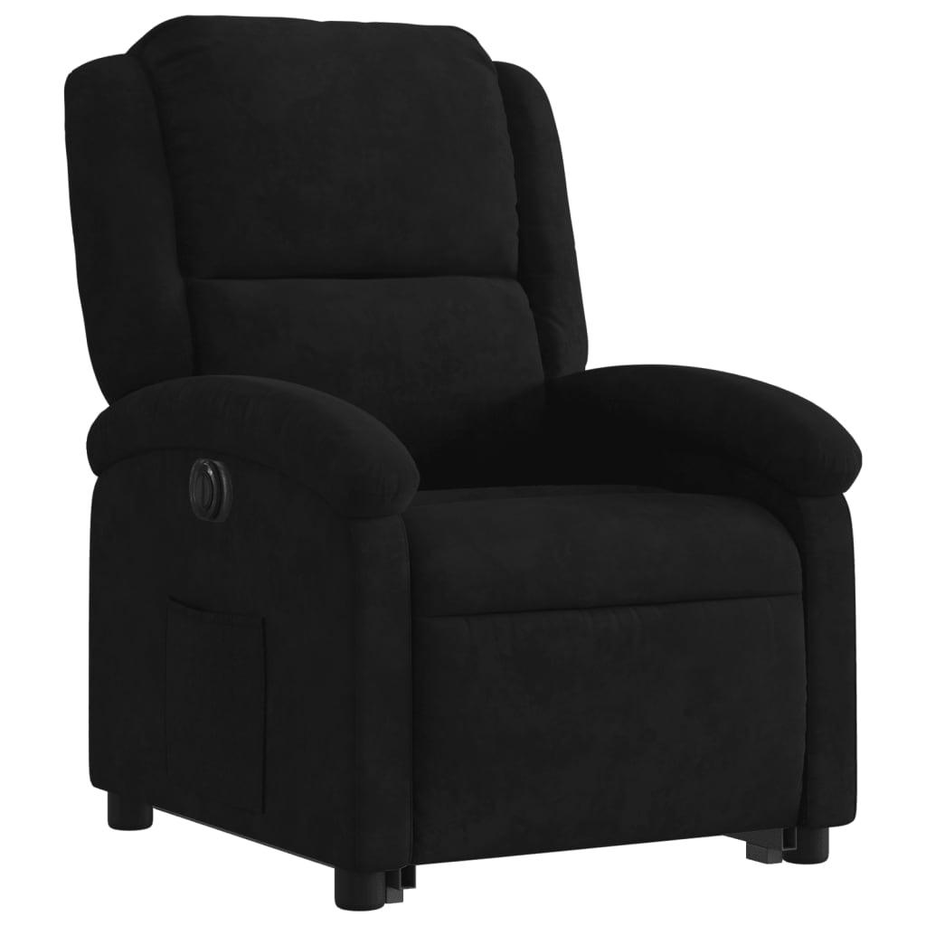 Electric Stand up Recliner Chair Black Velvet