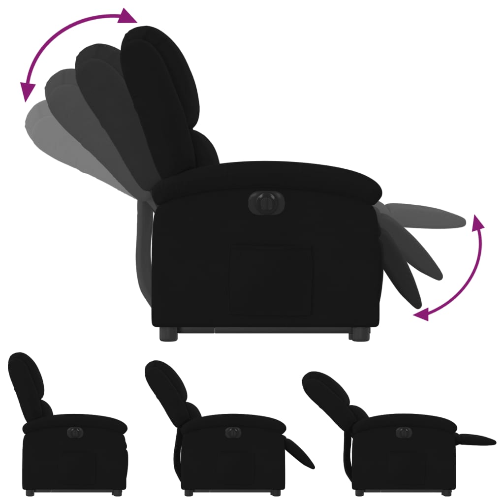 Electric Stand up Recliner Chair Black Velvet
