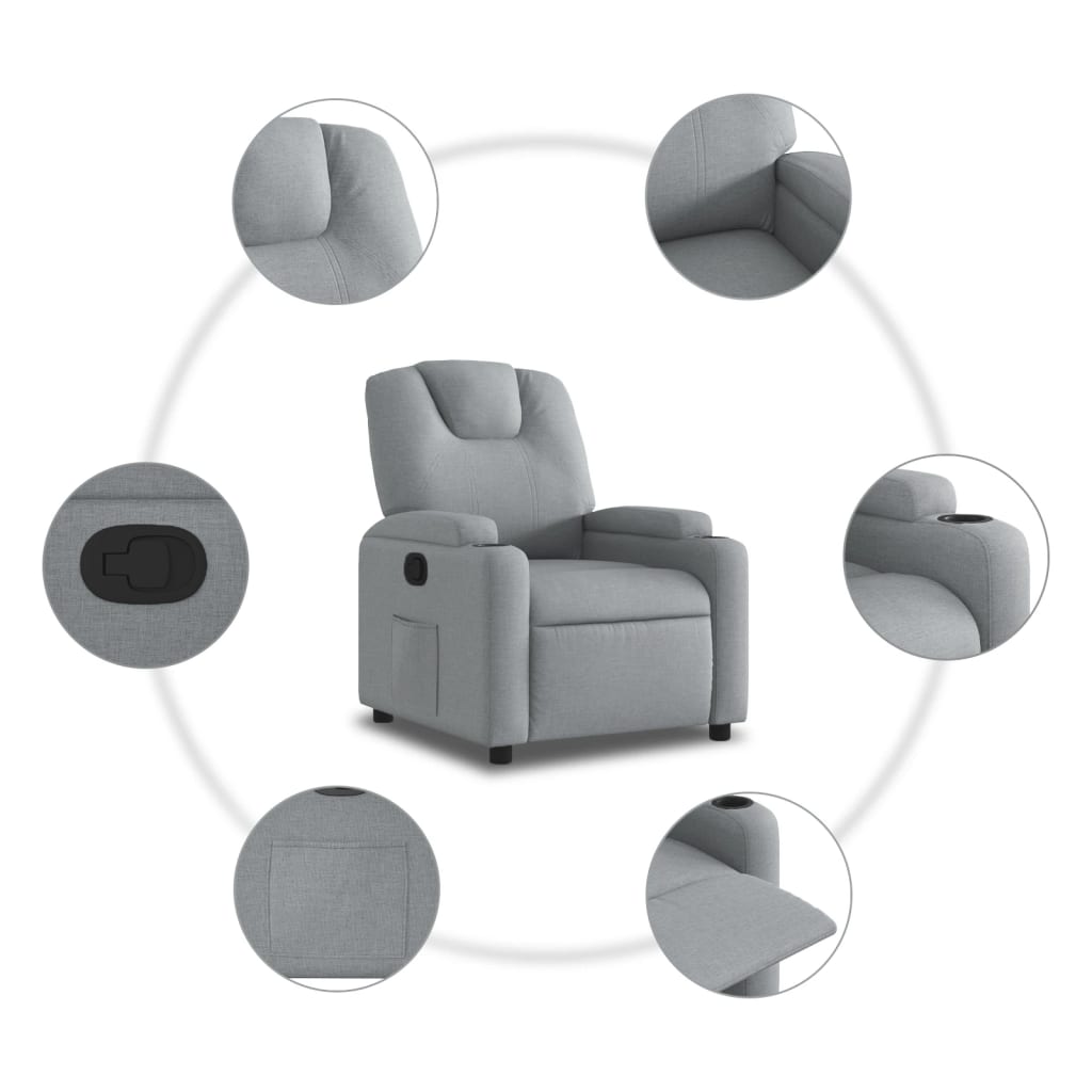 Recliner Chair Light Grey Fabric