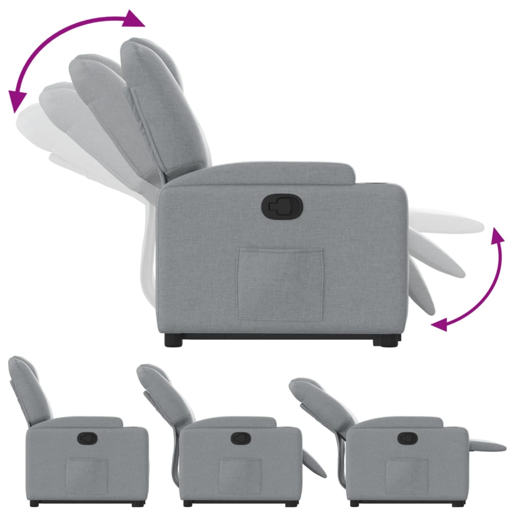 Stand up Recliner Chair Light Grey Fabric