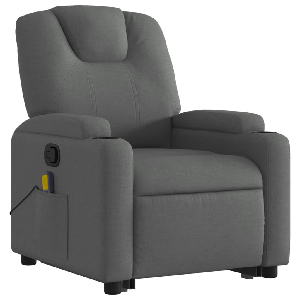 Stand up Massage Recliner Chair Dark Grey Fabric