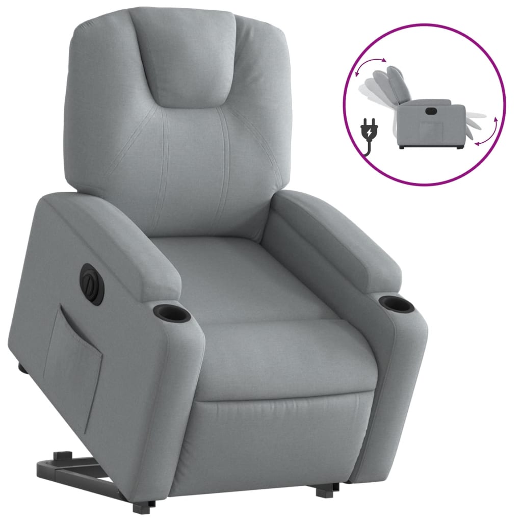 Electric Stand up Recliner Chair Light Grey Fabric