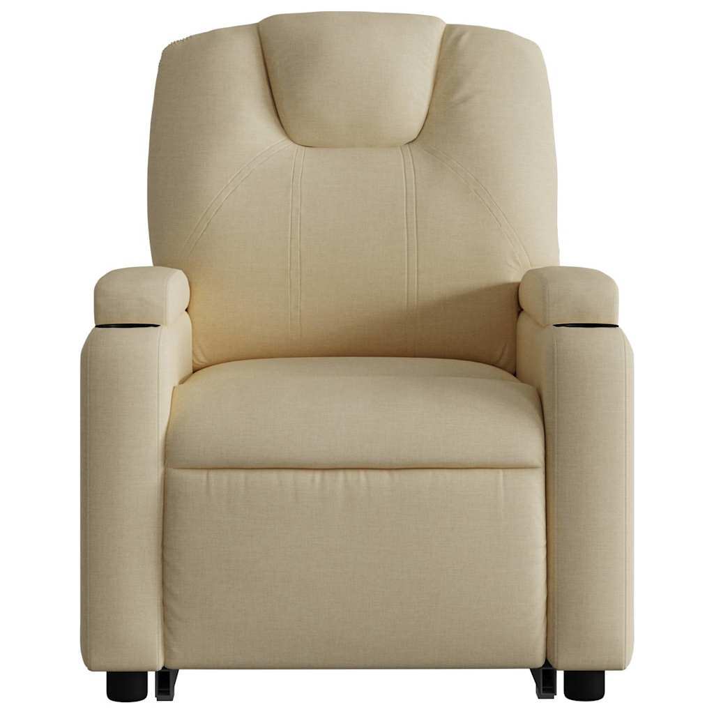 Electric Stand up Massage Recliner Chair Cream Fabric