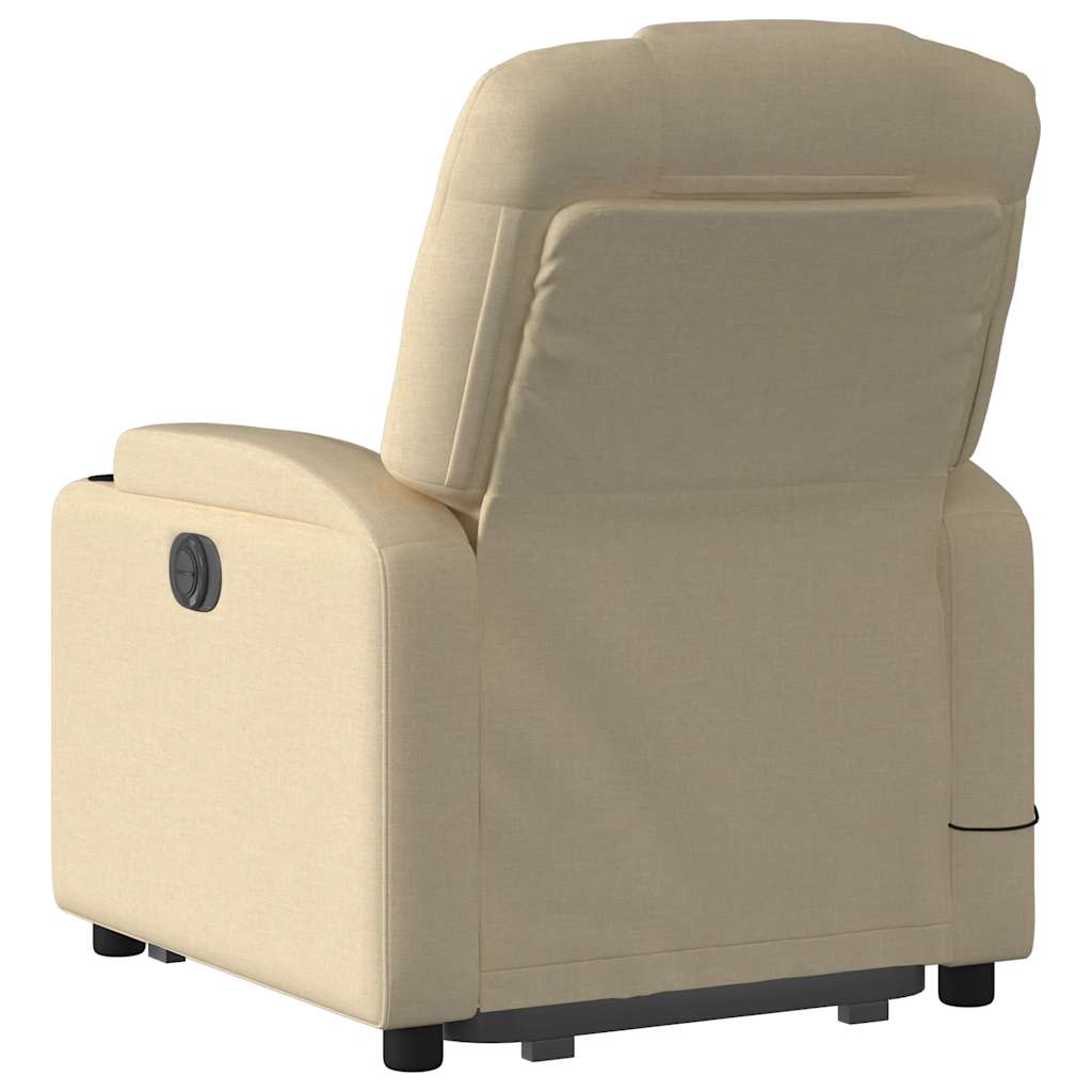 Electric Stand up Massage Recliner Chair Cream Fabric