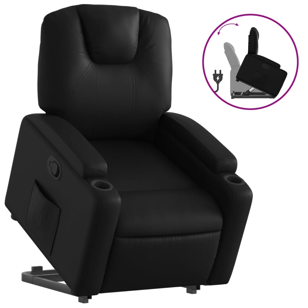 Stand up Recliner Chair Black Faux Leather