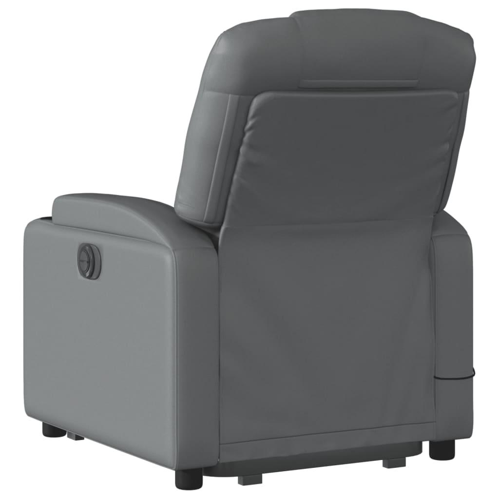 Electric Stand up Massage Recliner Chair Grey Faux Leather