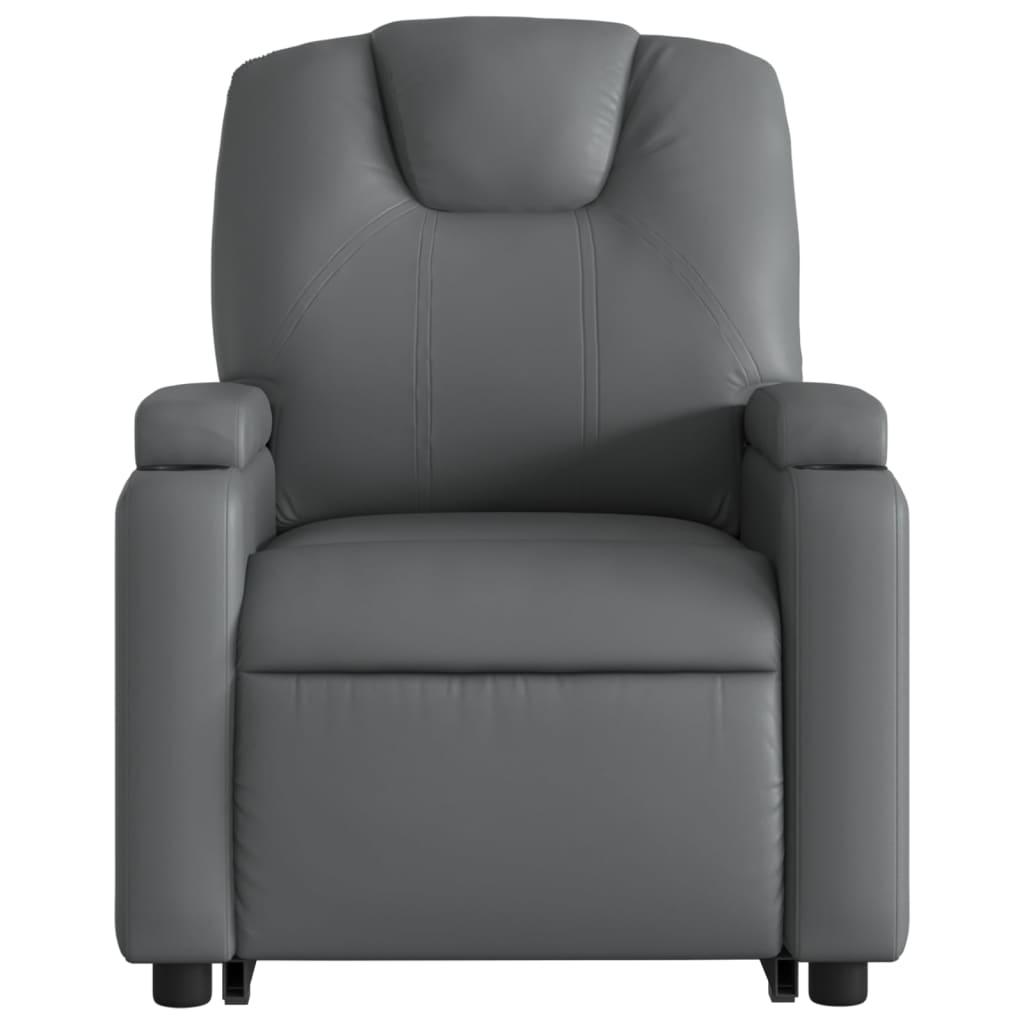 Electric Stand up Massage Recliner Chair Grey Faux Leather