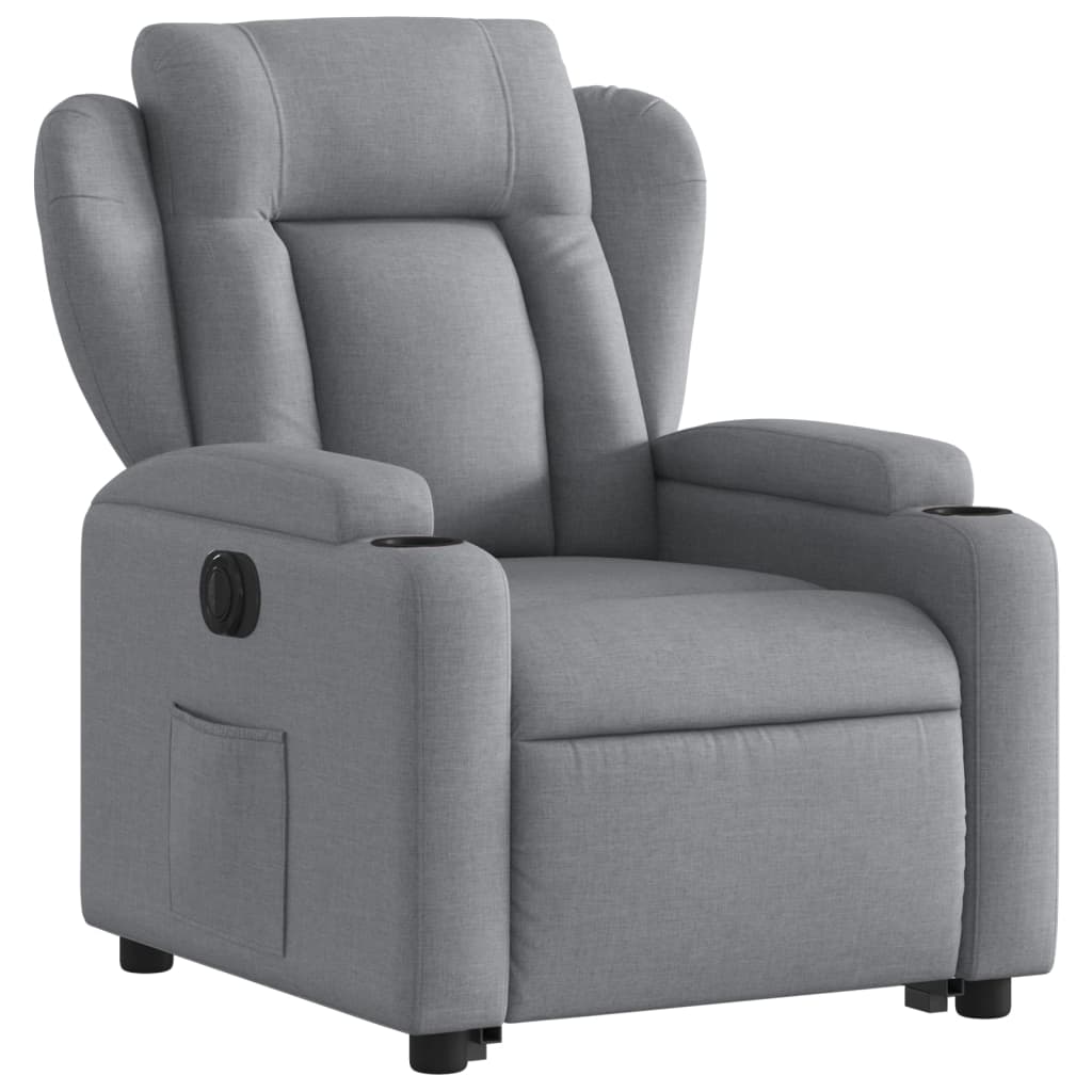 Electric Stand up Recliner Chair Light Grey Fabric