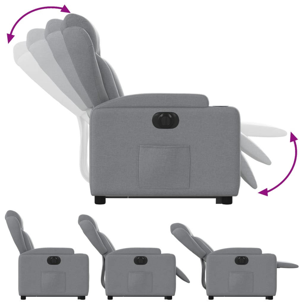 Electric Stand up Recliner Chair Light Grey Fabric