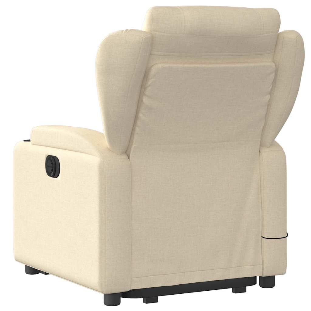 Electric Stand up Massage Recliner Chair Cream Fabric