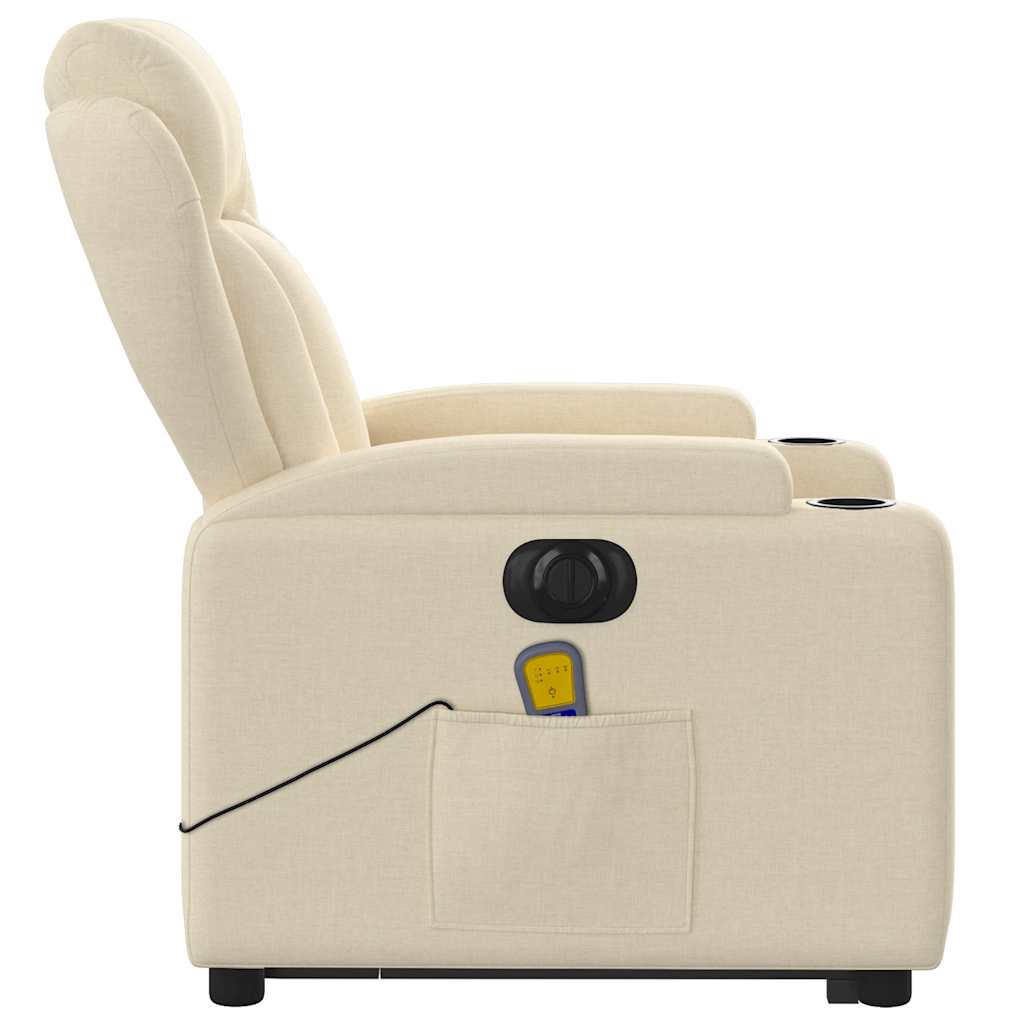 Electric Stand up Massage Recliner Chair Cream Fabric