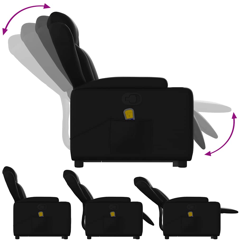 Stand up Massage Recliner Chair Black Faux Leather
