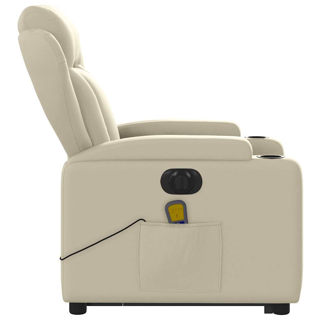 Electric Stand up Massage Recliner Chair Cream Faux Leather
