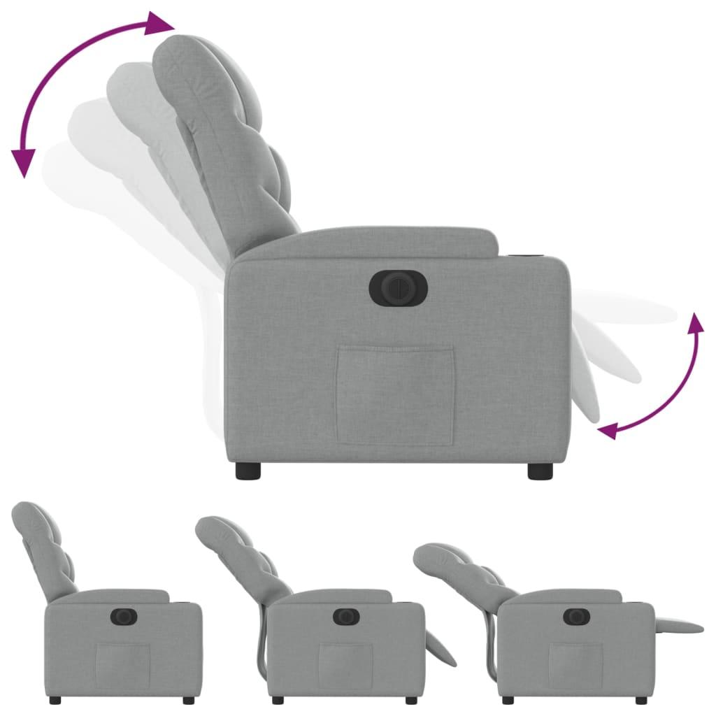 Electric Recliner Chair Light Grey Fabric
