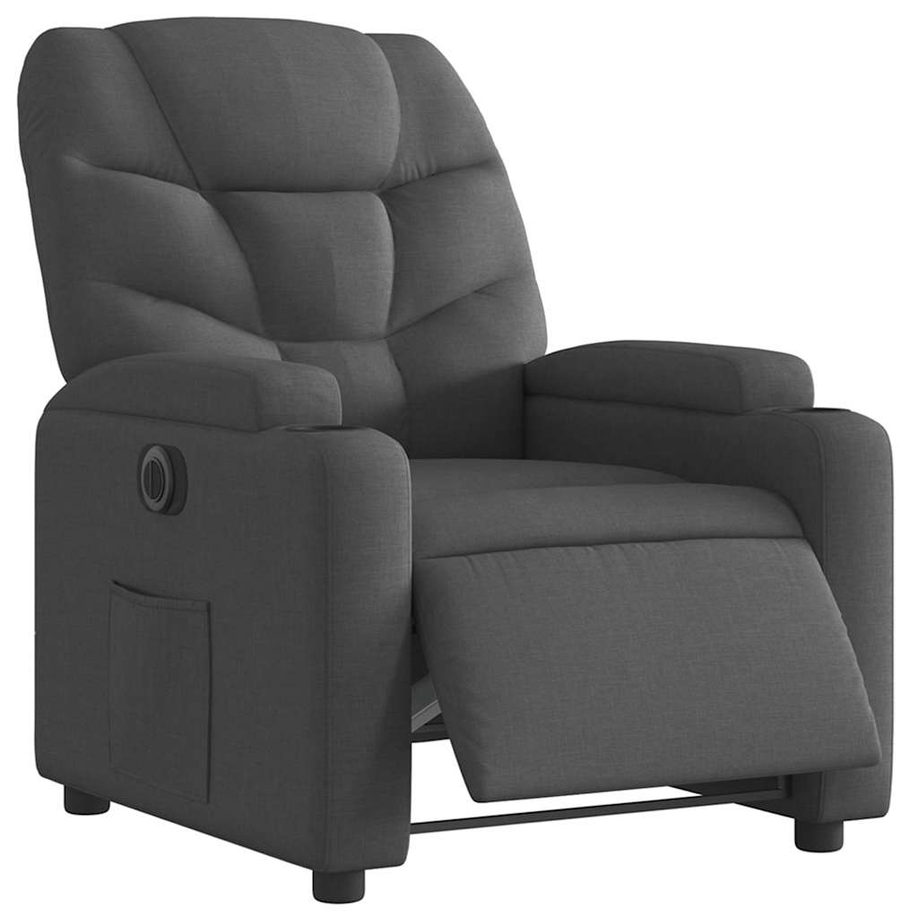 Electric Recliner Chair Dark Grey Fabric
