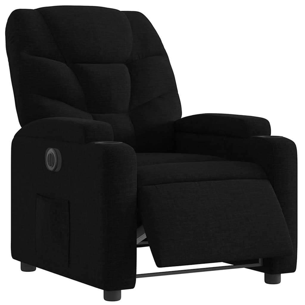 Electric Recliner Chair Black Fabric