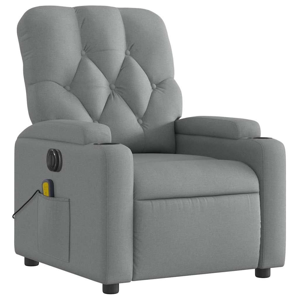 Electric Massage Recliner Chair Light Grey Fabric