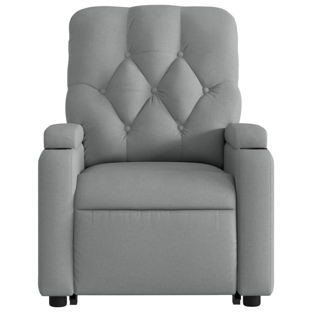 Stand up Massage Recliner Chair Light Grey Fabric