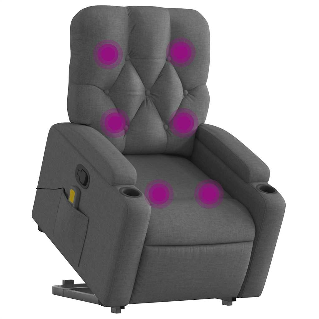 Stand up Massage Recliner Chair Dark Grey Fabric