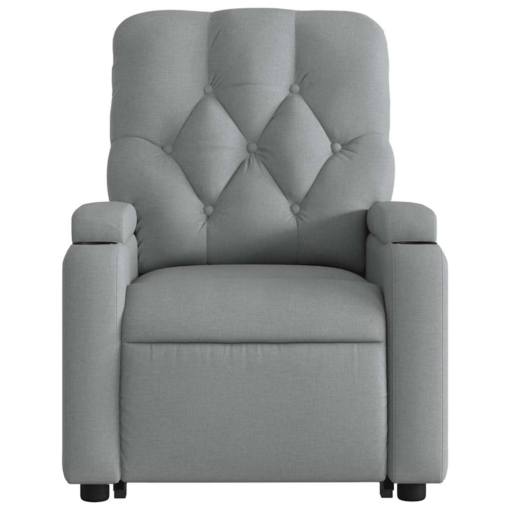 Electric Stand up Massage Recliner Chair Light Grey Fabric