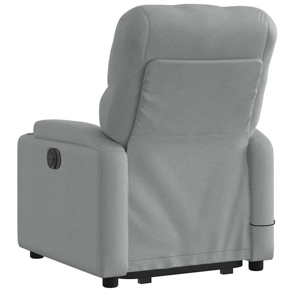Electric Stand up Massage Recliner Chair Light Grey Fabric