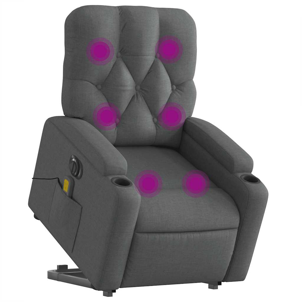 Electric Stand up Massage Recliner Chair Dark Grey Fabric
