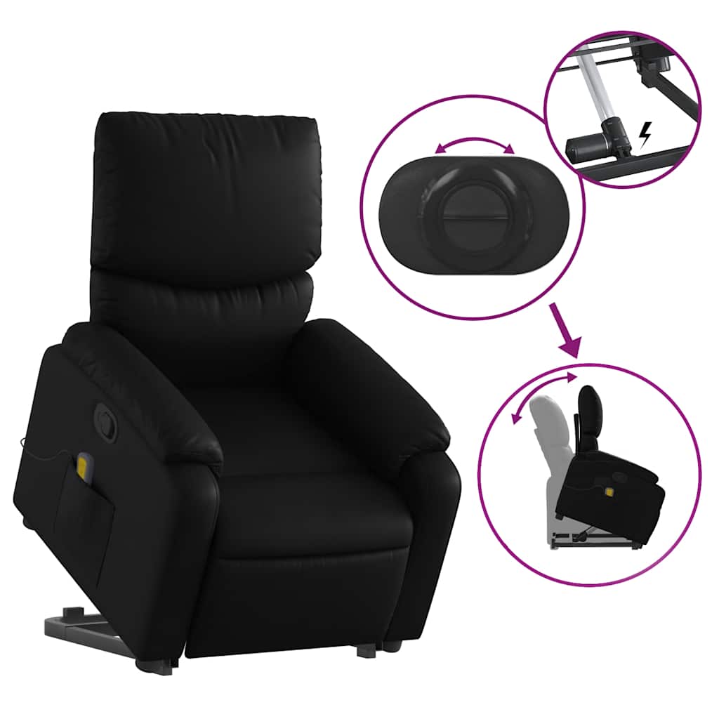 Stand up Massage Recliner Chair Black Faux Leather