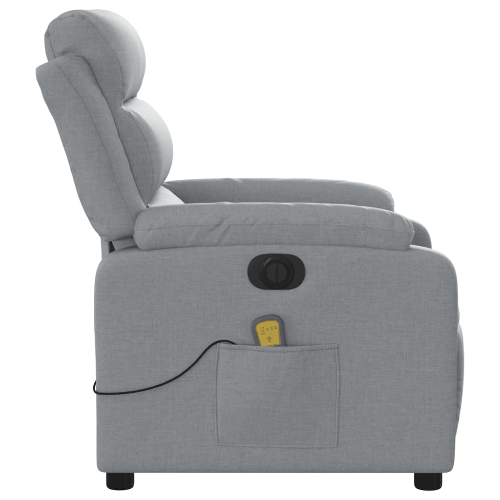 Electric Massage Recliner Chair Light Grey Fabric